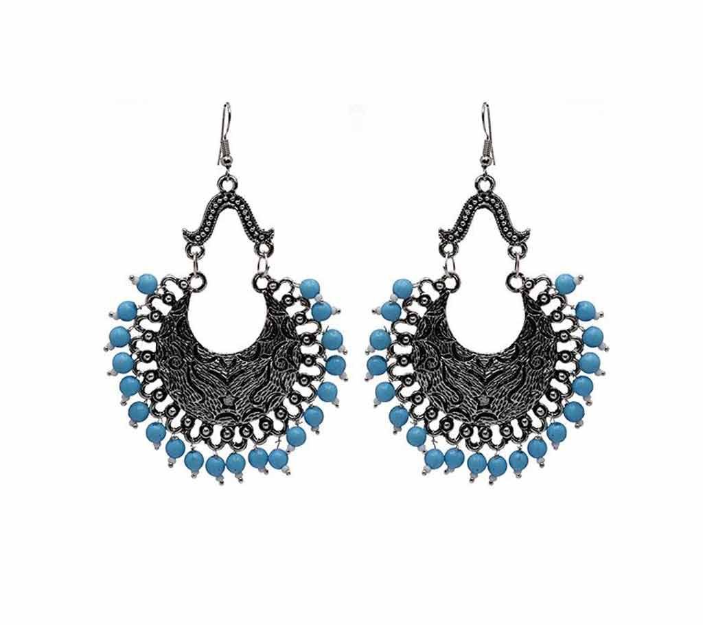 Silver Alloy Antique Sky Blue Earring For Women