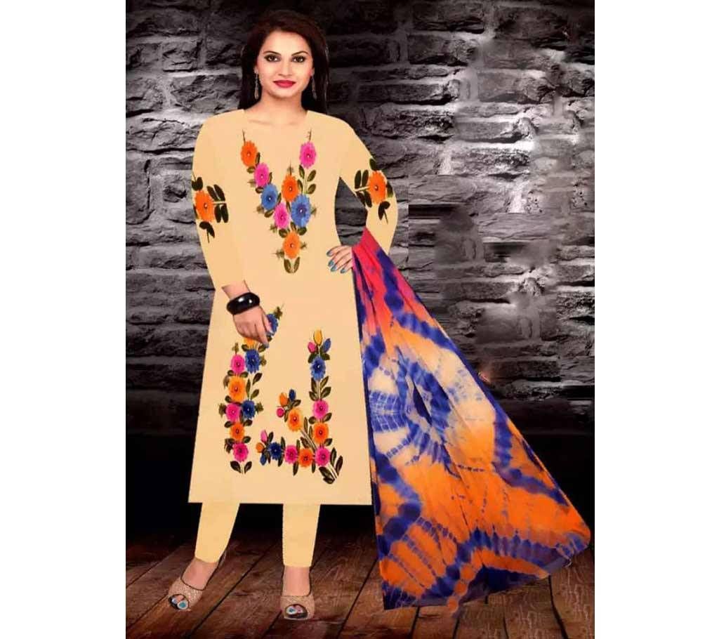 Unstitched Off White Printed Shalwar Kameez For Women