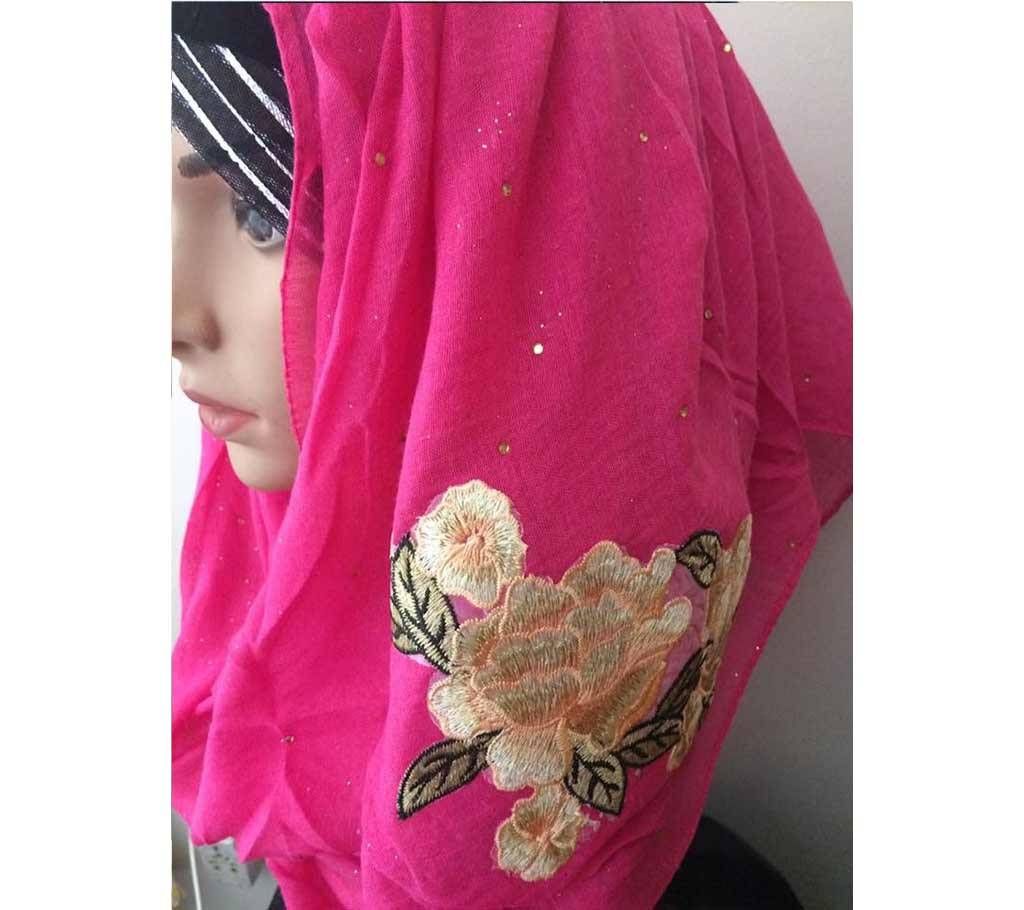 Cotton shimmery embroidered maxi hijab 