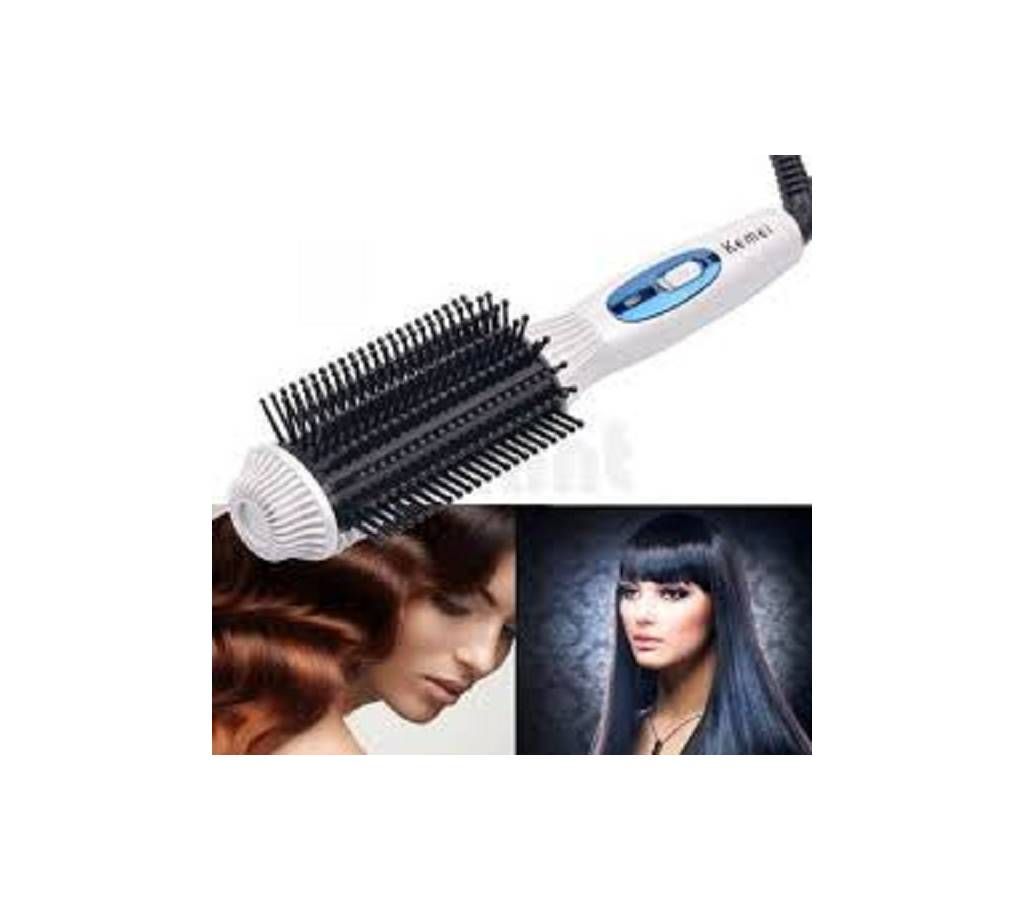 KEMEI 2 IN 1 ROLLING COMB STRAIGHTENER AND CURLER