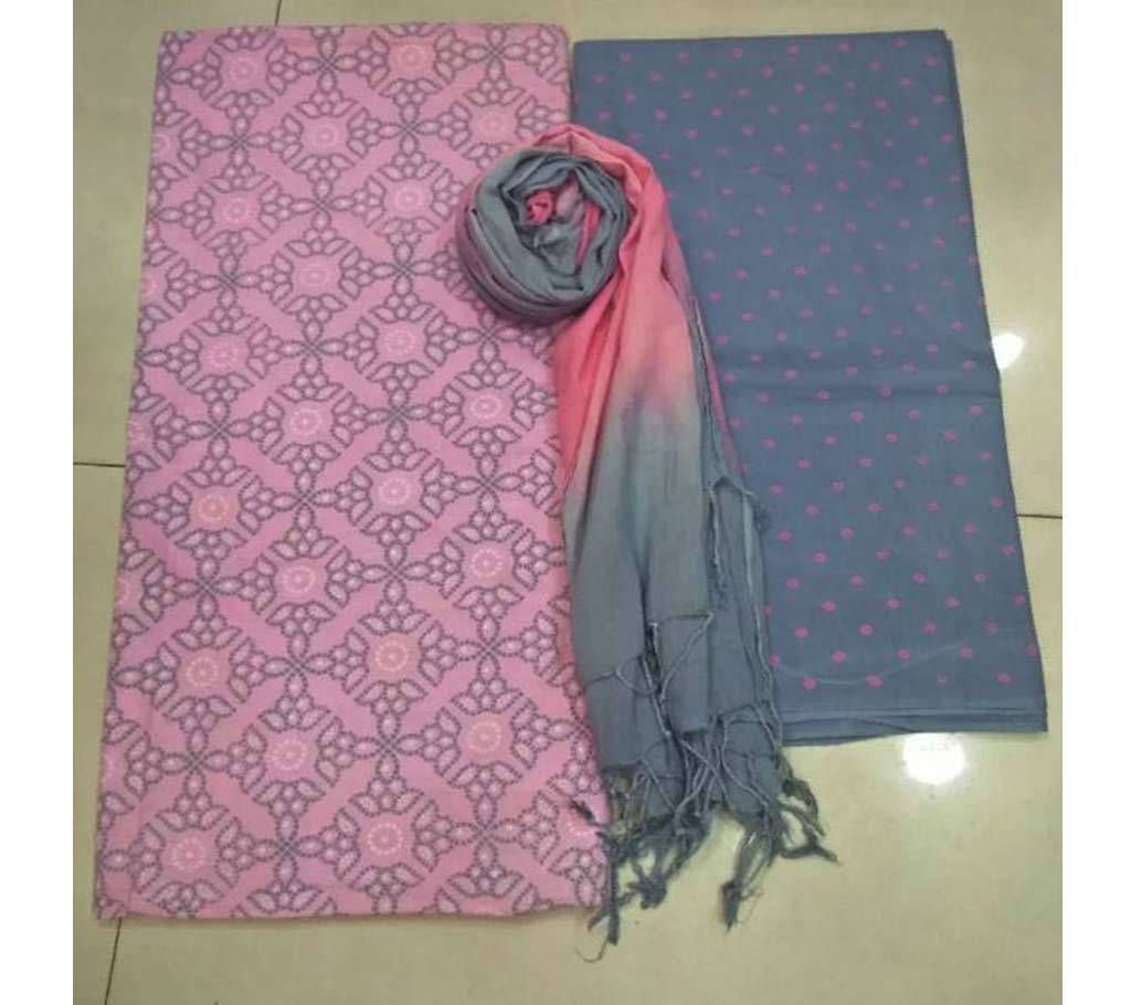 Unstitched Block Printed Arong Cotton Three-Pieces