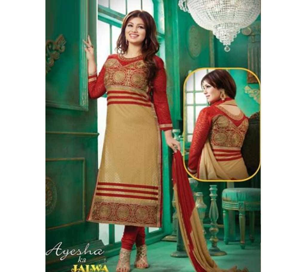 Unstitched block printed Rajdhani voyel cotton Salwar Kameez St block-8015
