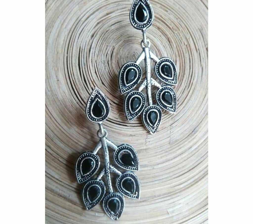 indian joypuri silver Stone setting earring