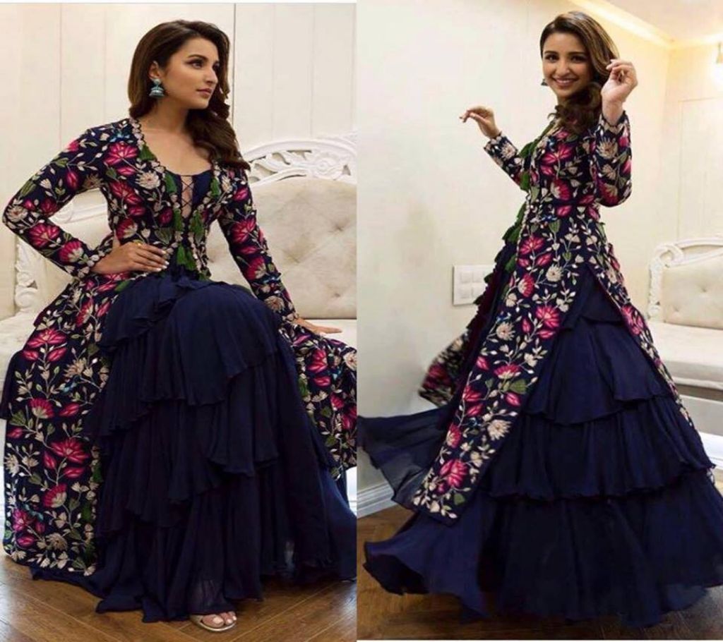 Unstitched Blue & White Salwar Kameez For Women