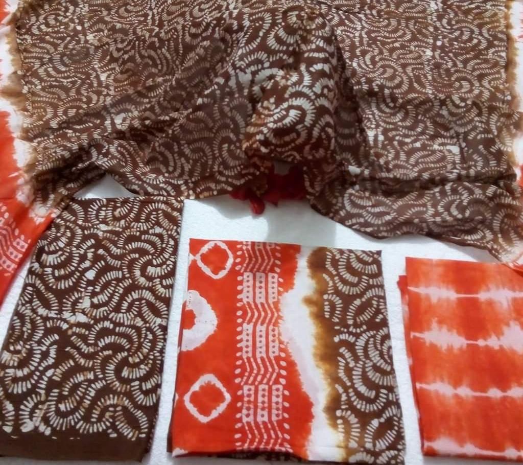 unstiched buttik printed cotton three piece
