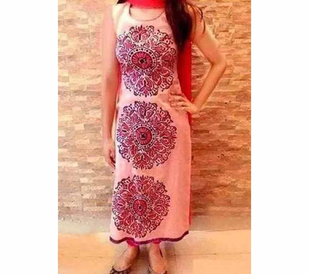 Unstitched skin Printed Cotton Three Piece Copy
