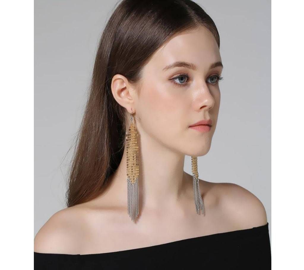 Trendy Aluminium Sequins Drop Dangle Earring Elegant Fine Chain Tassel Earring Three Colors Long Earring for Women
