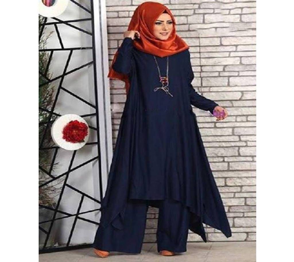 Navy Blue Stretch Jersey Borka For Woman
