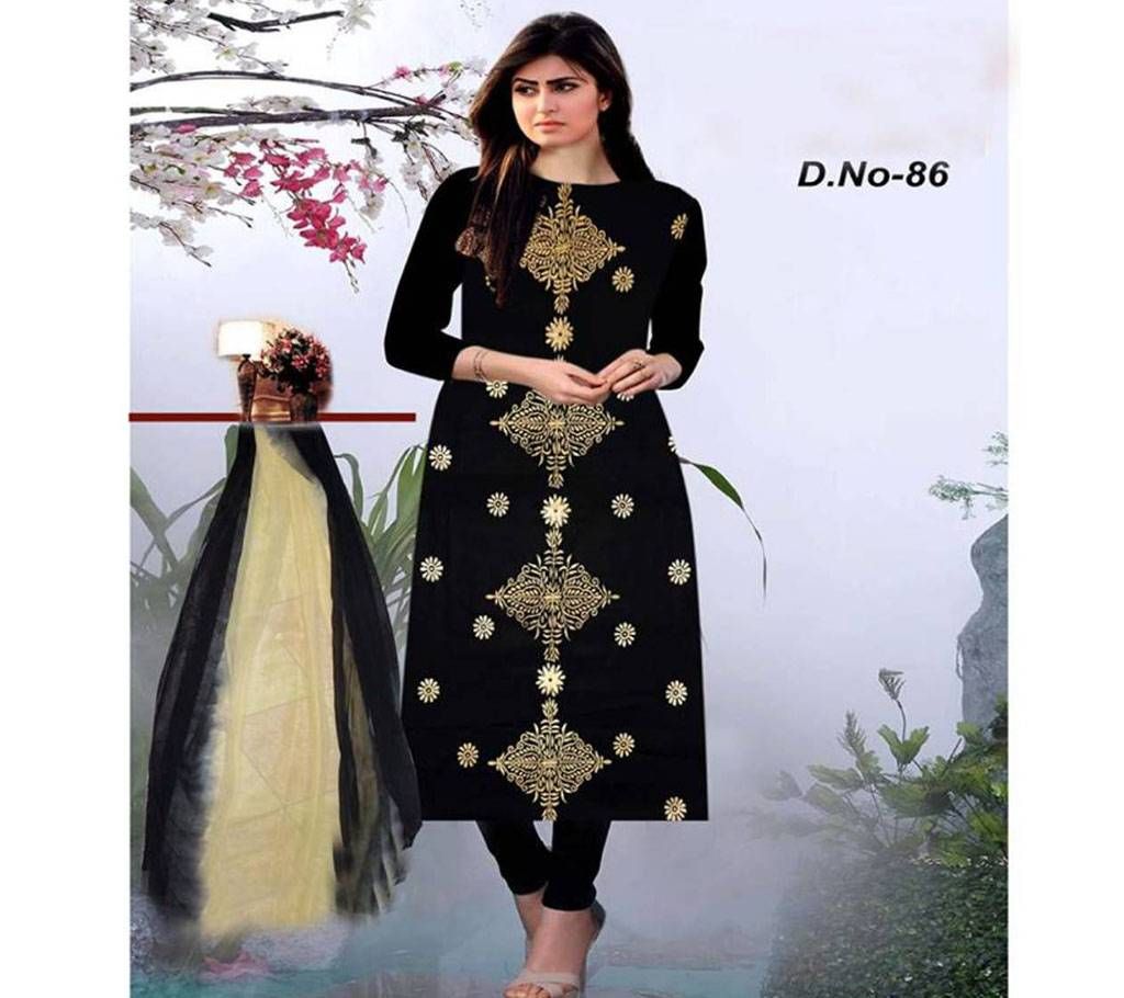 Unstitched Block Cotton Salwar Kameez For Women copy