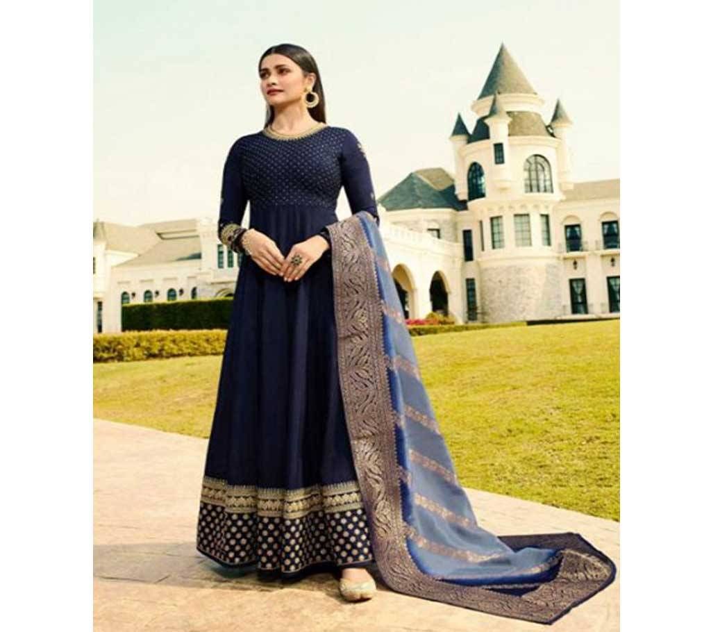 Silk With Banarasi Dola Unstitched Long Suit (Copy)