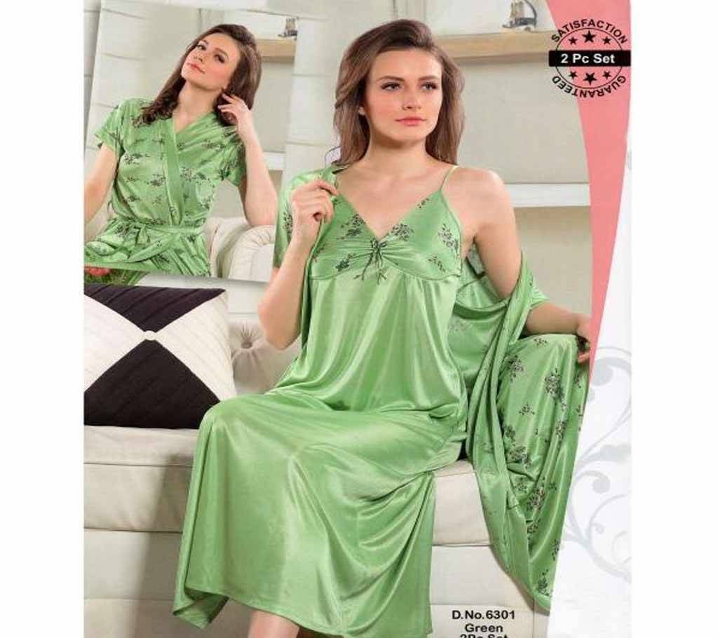 Fashionable Two Part Nighty-6301 Green