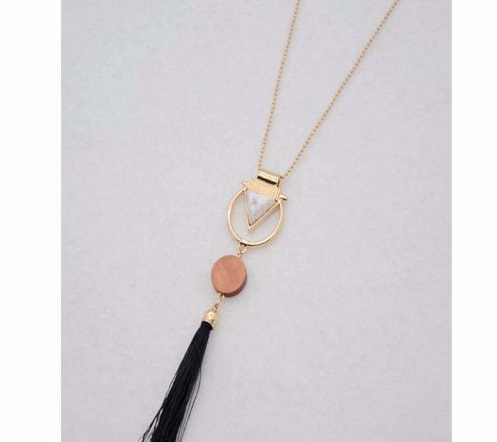 Marble Stone Geometric Tassel Pendant Necklace for Women