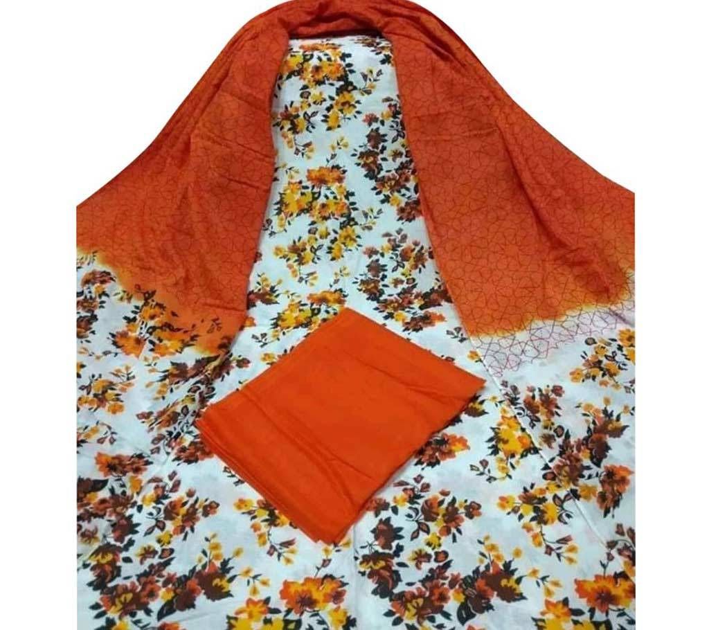 Unstitched skin printed cotton salwar kameez fs-82