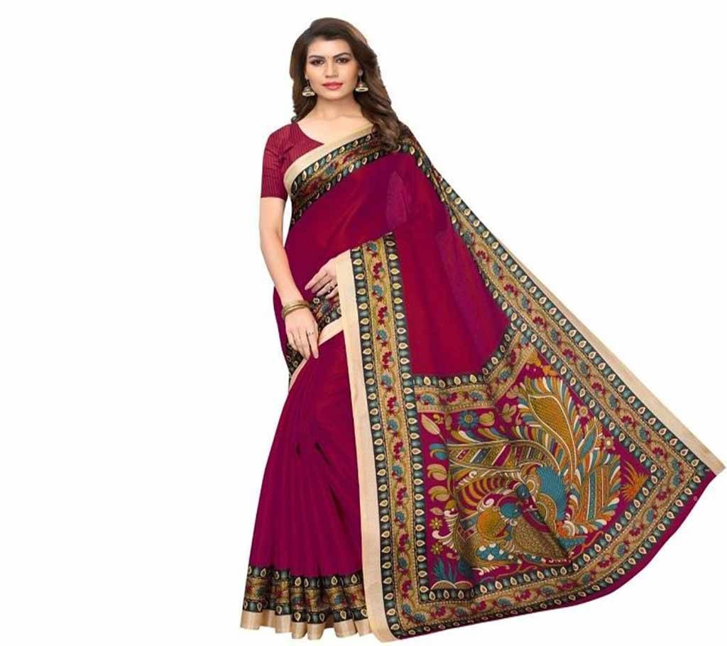 Silk Sharee Maroon with Multi Design
