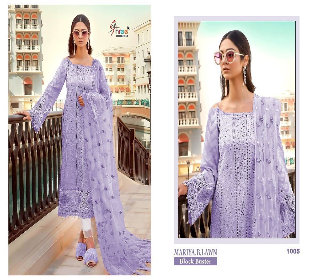 Shree Fabs Mariya.B.Lawn Block Buster - 1005 - Light Purple Cotton