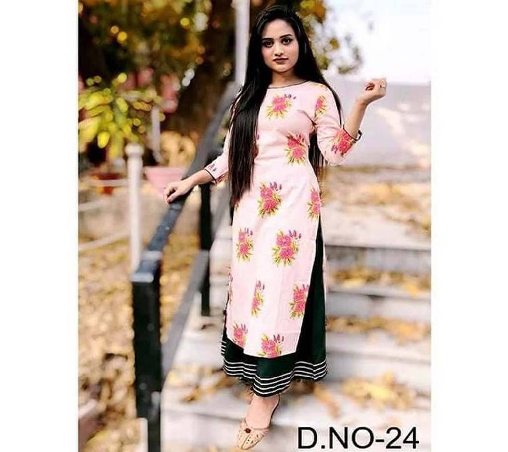 Unstitched Block print for Women-Two Pcs