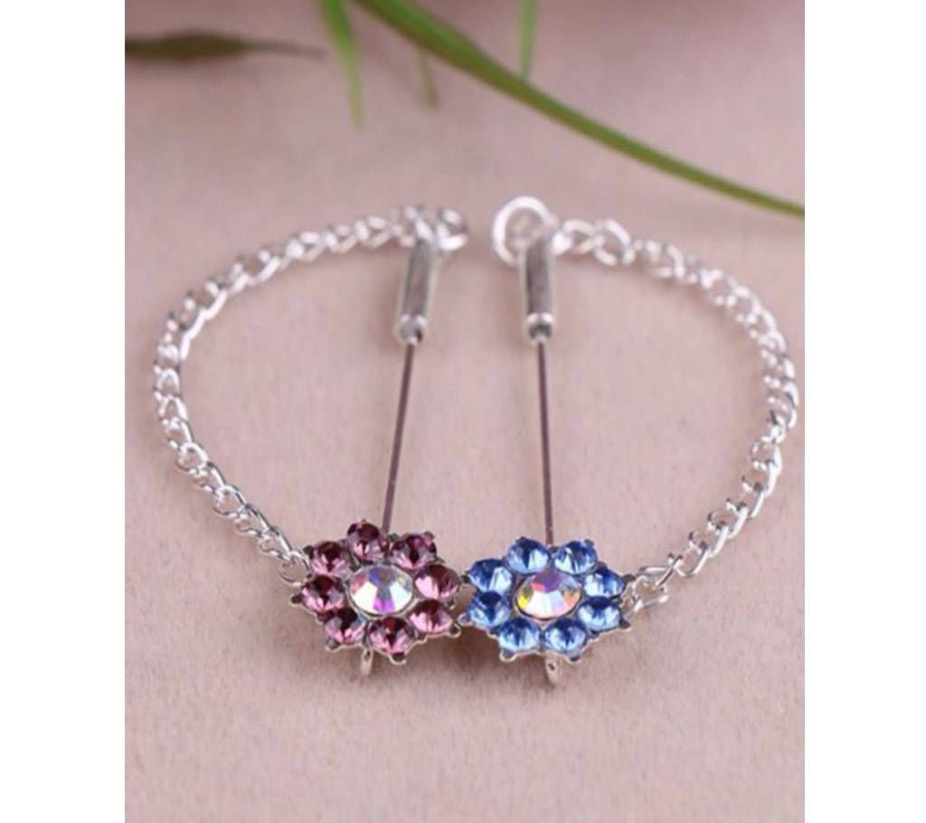 2Pcs  Rhinestone Flower Brooch pins