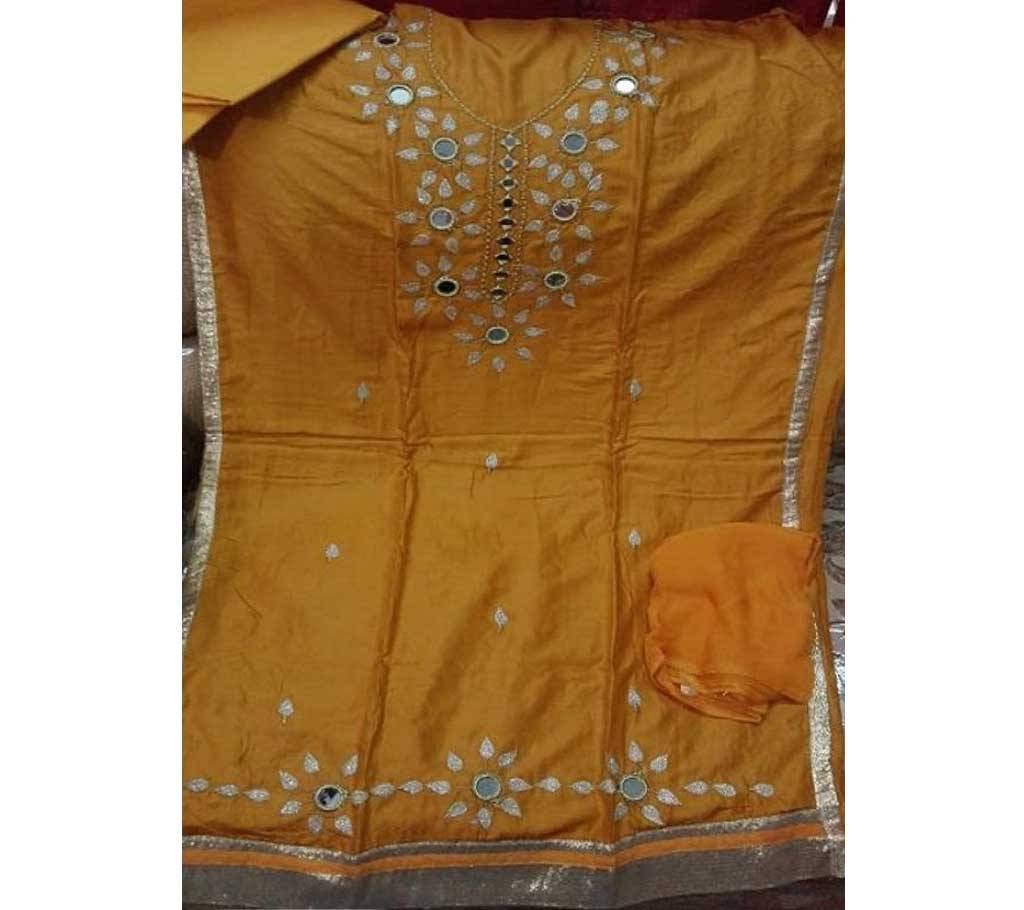 Unstiched Karchupi Three piece