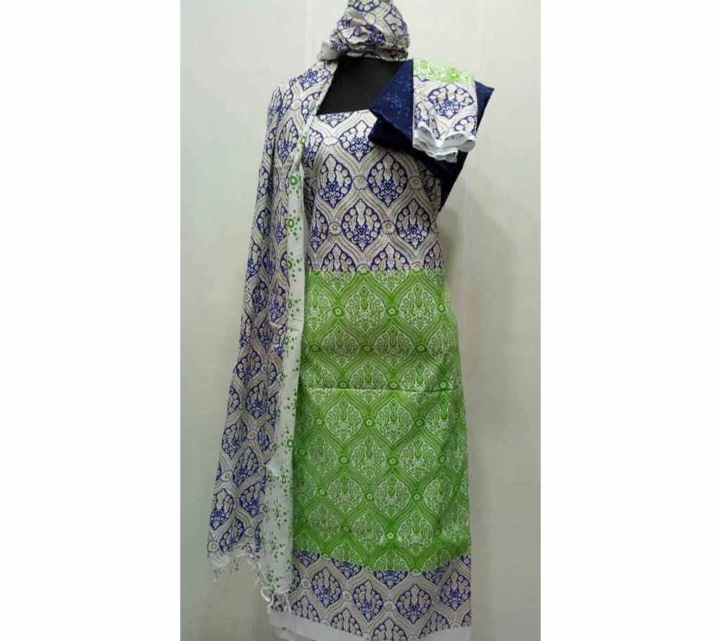 unstitched block printed cotton dress