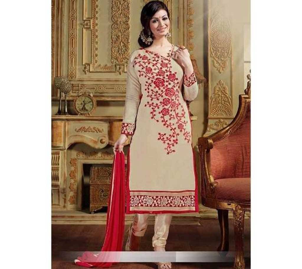 Block Printed Unstitched Cotton Three-Piece Replica