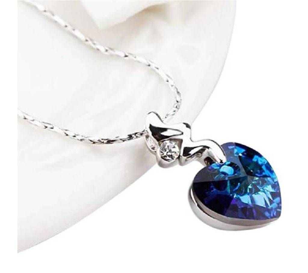 Silver and Blue Zinc Alloy Pendant for Women