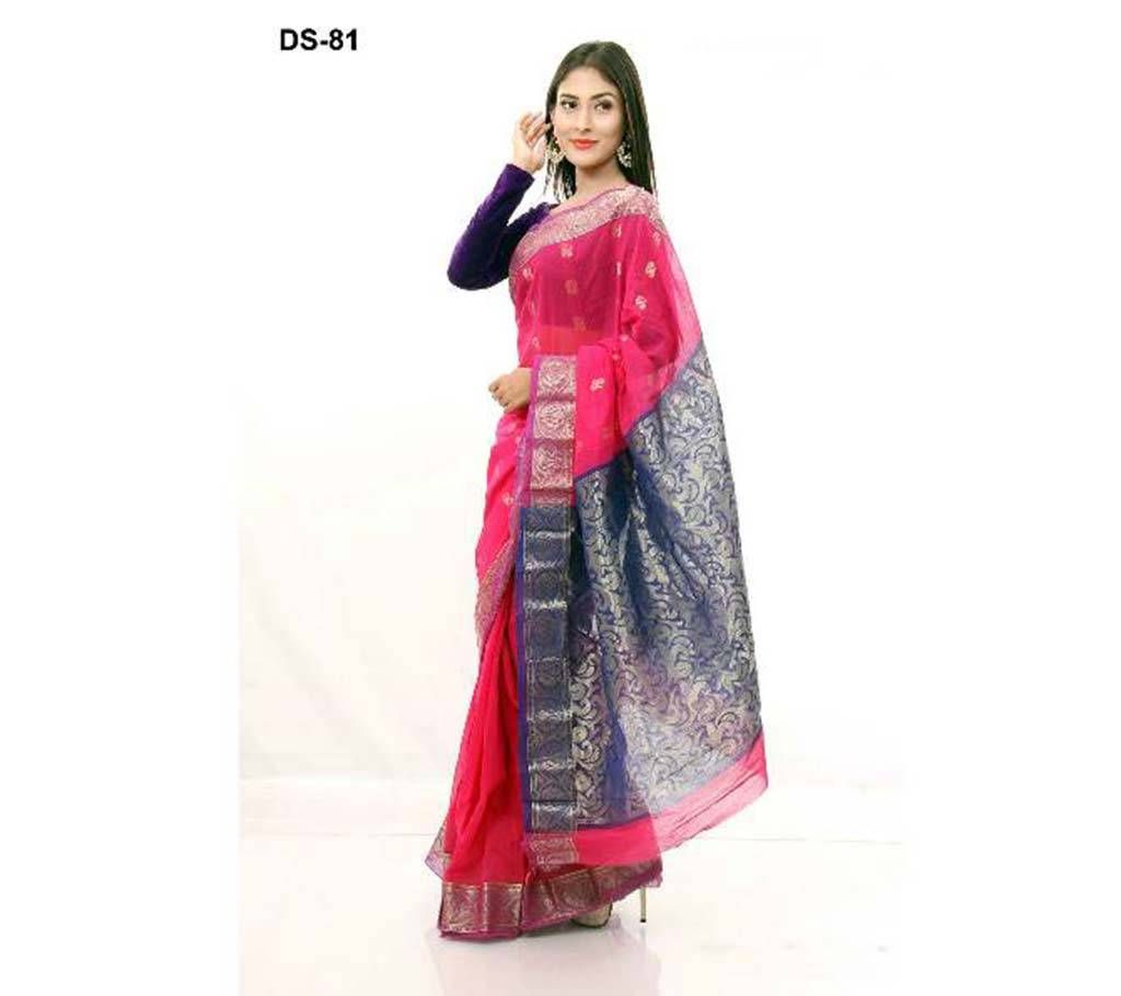 Pink half silk sharee