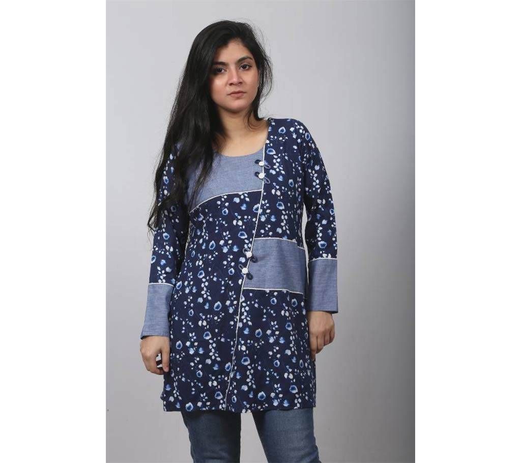 Blue Printed Georgette Tops for Women
