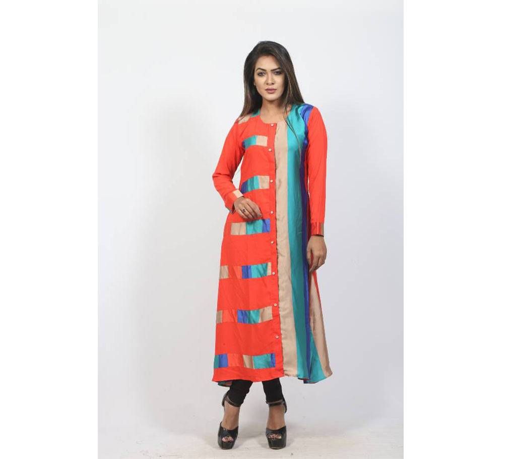 Orange Shamu Silk Kurti For Women