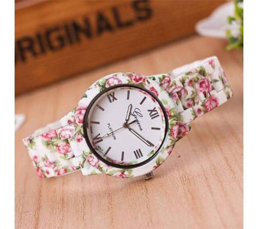 Floral Printed Ladies Wrist Watch