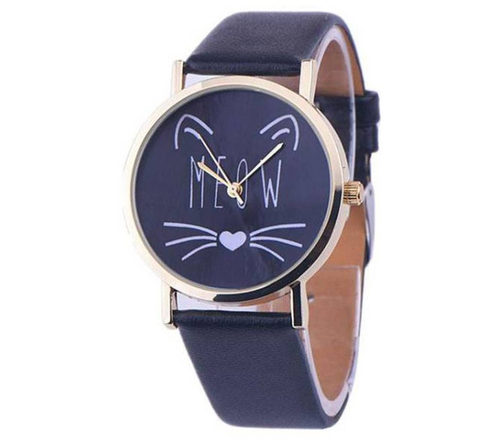 Black PU Analogue Watch for Women