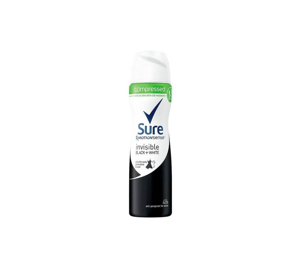 Sure Women Invisible Black & white body spray UK