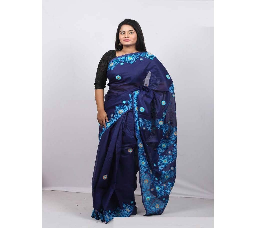 Hand Embroidery Saree - Midnight blue