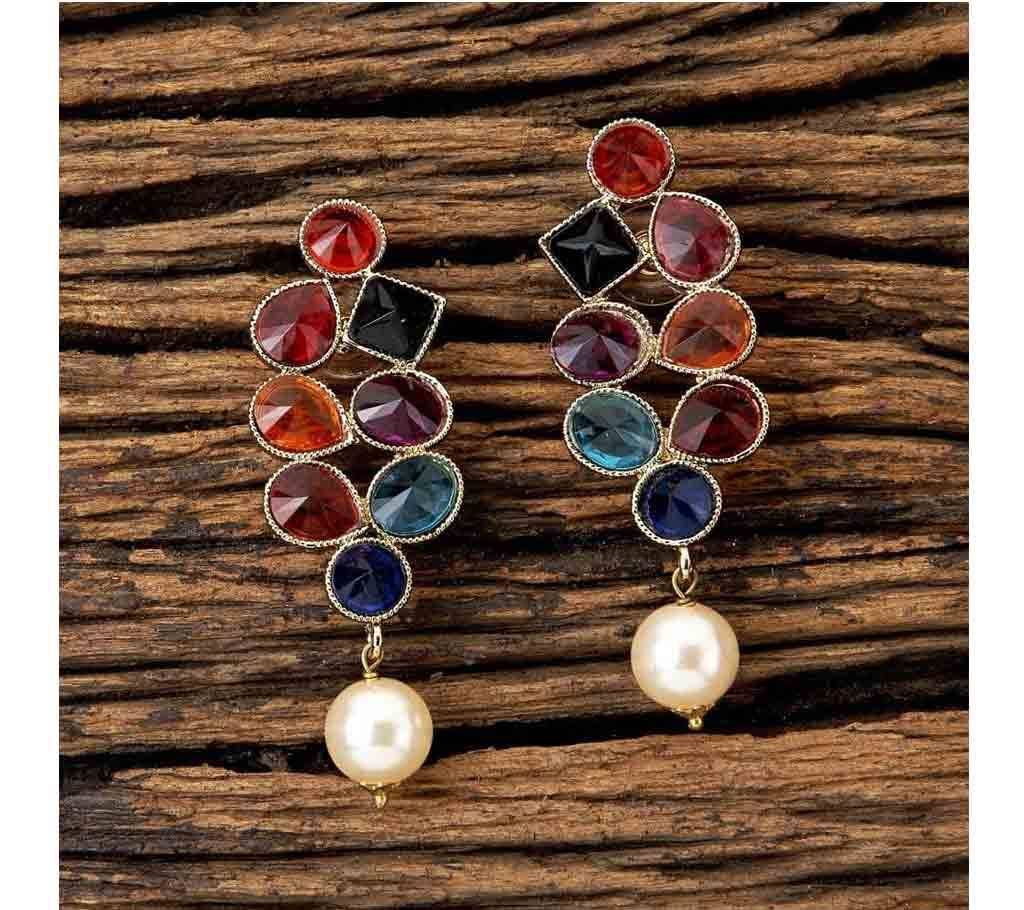 INDO WESTERN TRENDY EARRINGS WITH MEHNDI PLATING 8351 (by Pink Point - KJ8351)