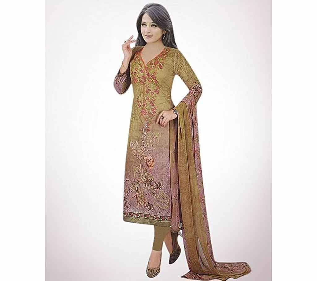 Unstitched Olive Cotton Salwar Kameez (Copy)