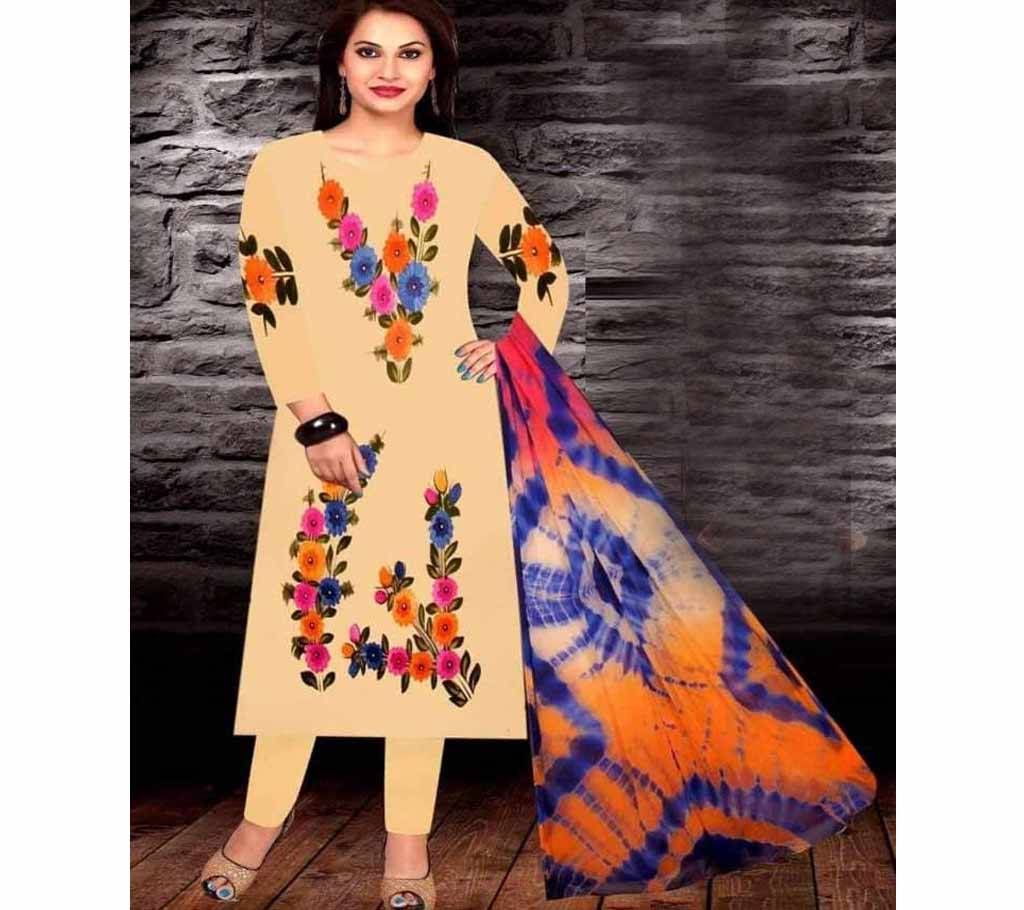 Unstitched brush printed cotton replica salwar kameez seblock-617