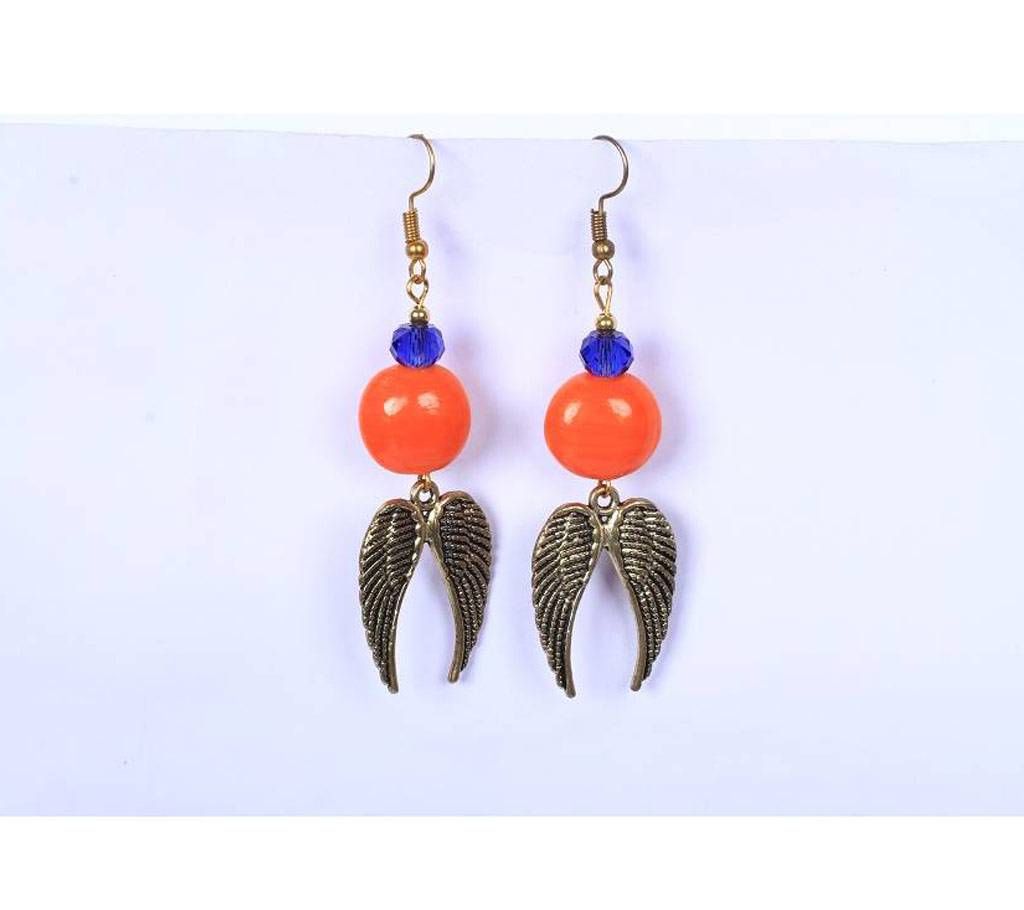 Orange ceramic beaded earring