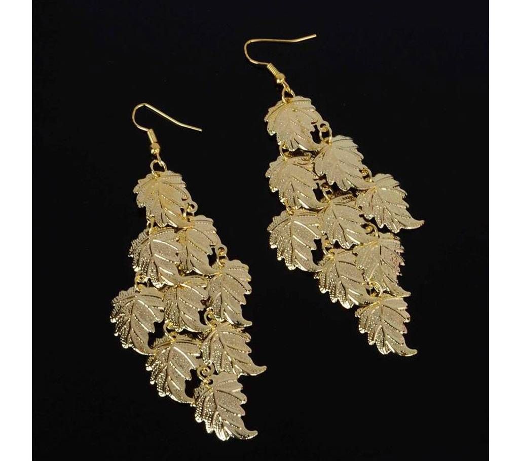 SHUANGR Classic fashion Long Earring Bohemia Ethnic Gold Color Leaves Drop earrings for women Dangle Jewelry boucle d'oreille