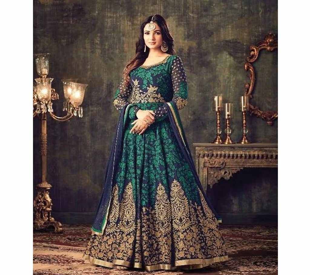 Navy Blue Semi-Stitched Georgette Gown For Women copy