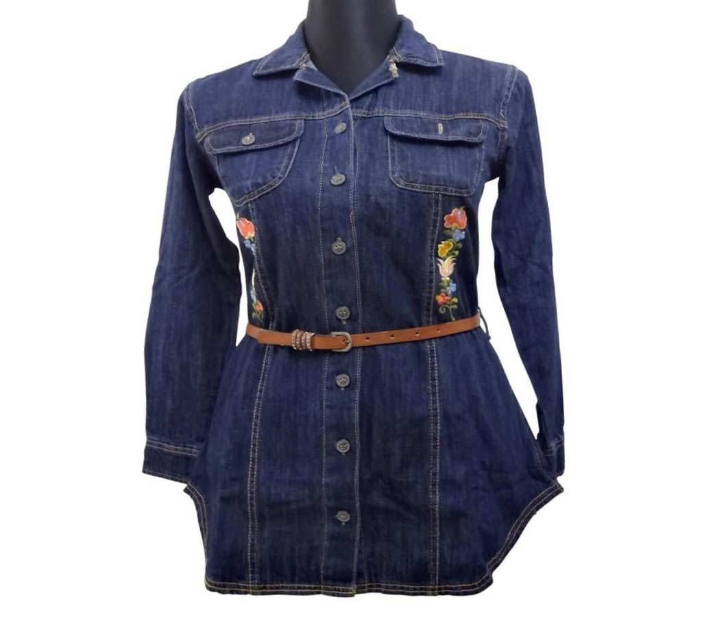 Denim Tunic with Front Embroidery