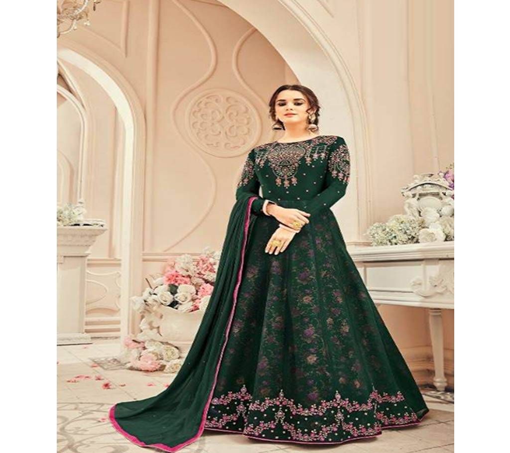 green un-stitched kesari trendz georgette with embroidery Gown suit
