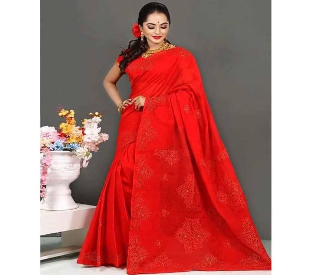 Pure Deshi Beautiful Sharee  158  Red Maroon with Golden Cotton Full Body Design