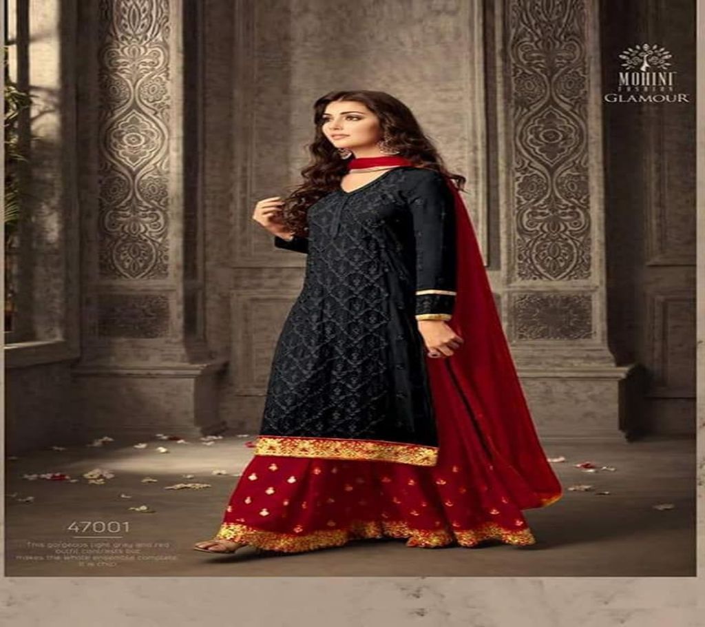 Premium Quality Unstitched Embroidery Gorget Three Piece