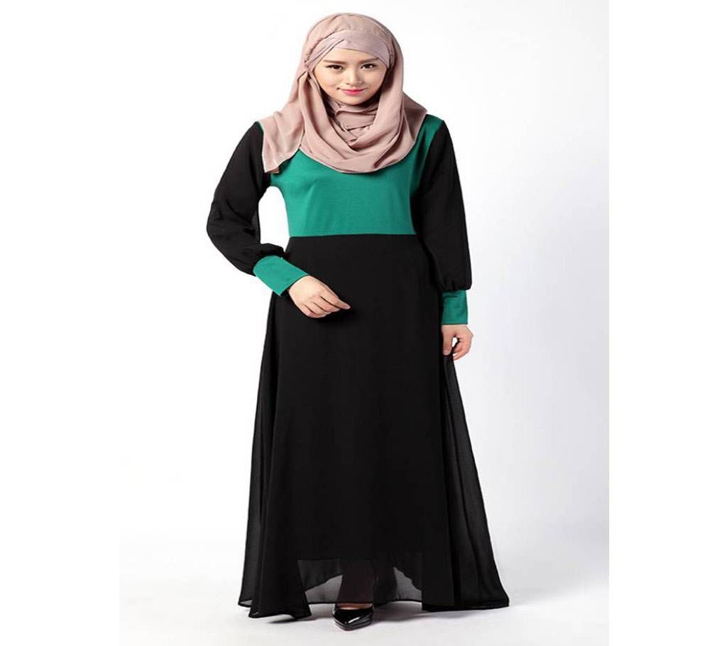 Black & pest blue Georgette  Borka For Woman