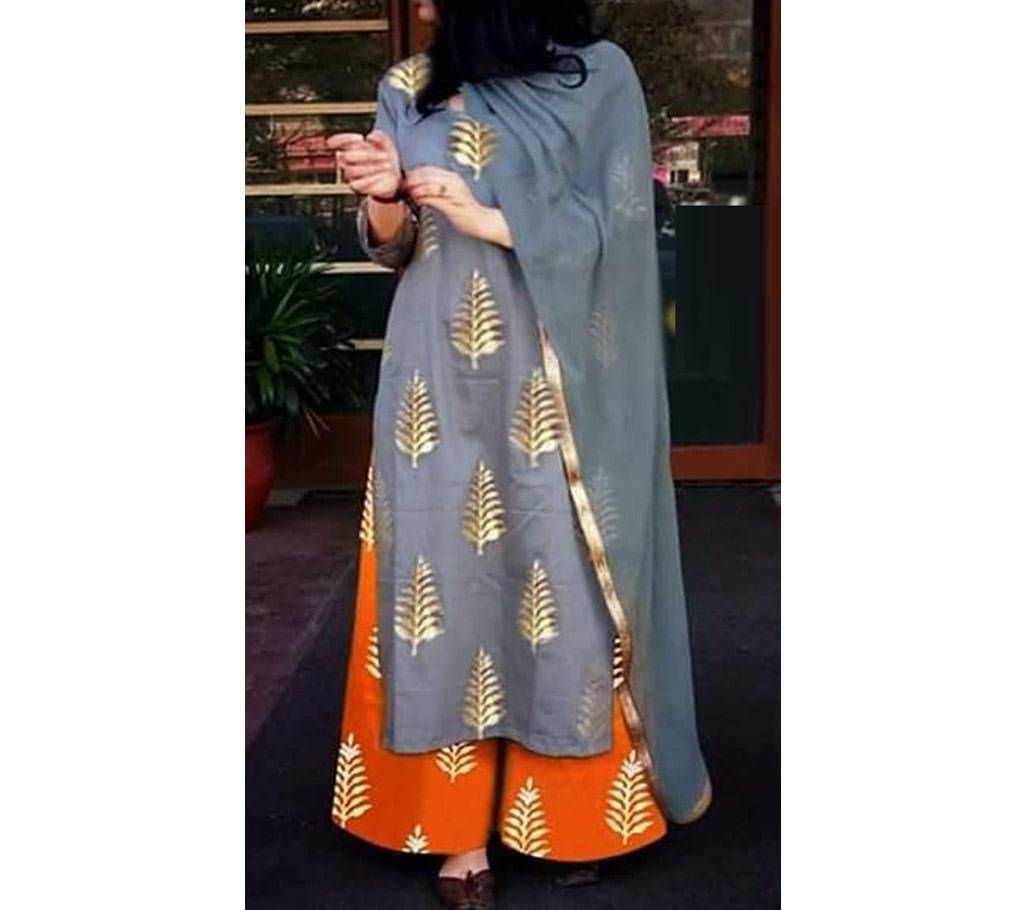 Cotton With Block Print Three Piece 