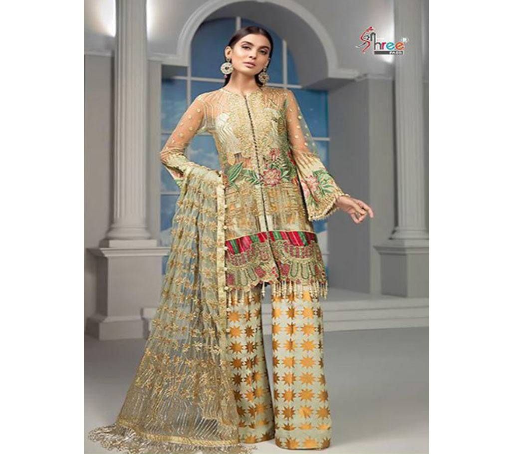 Shree Fabs Crimson Premium Collection Salwar Suit- 8146 Off White Cream Color Unstitched Cotton Three-piece (copy)