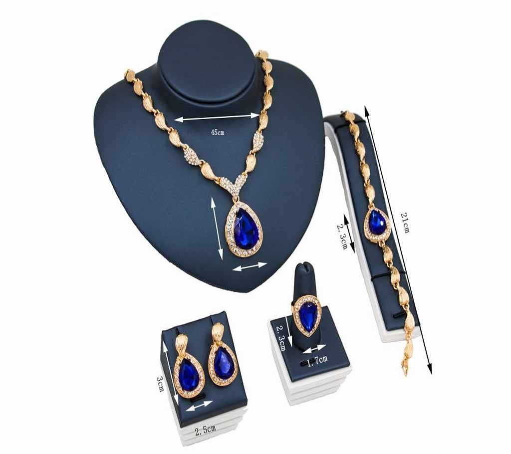 Crystal jewelry set gold color wedding jewelry necklace earrings ring bracelets