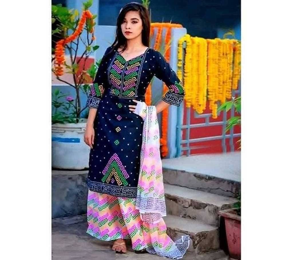 Unstiched block printed salwar kameez