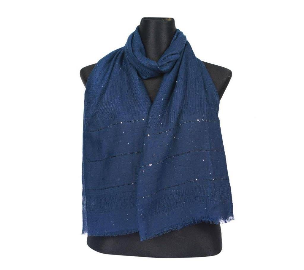 Blue Cotton Sequins Hijab/Scarf For Women