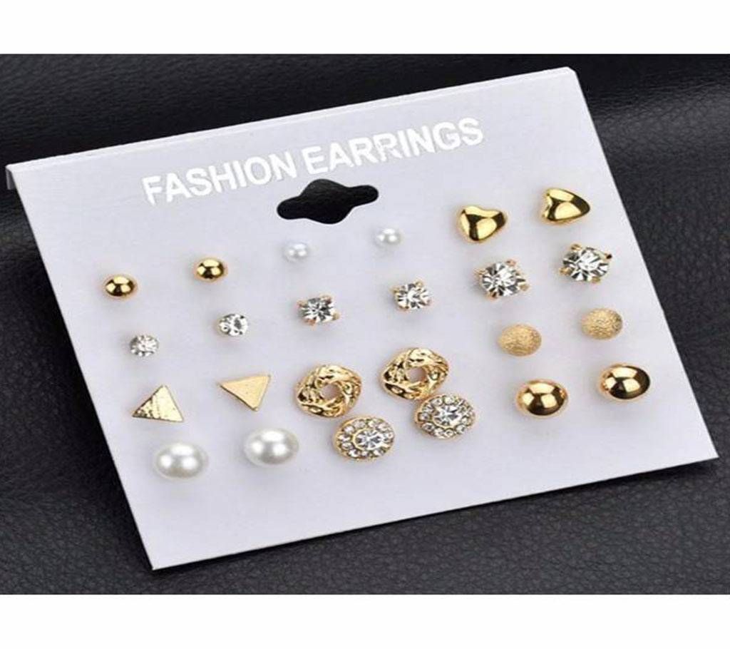12 Pairs/sets Stud Cute Earrings