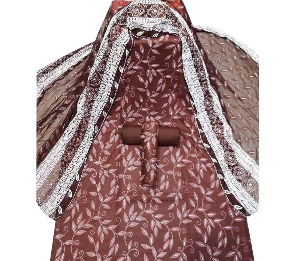 Chocolate Block Printed Salwar Kameez for Women-free size